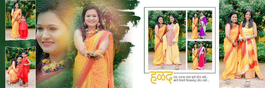 Traditional Marathi Wedding Album Design PSD Templates 12x36