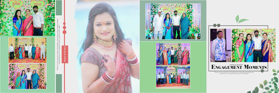 Traditional Marathi wedding album spread design 35, 12x36 PSD preview