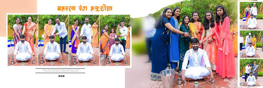 Traditional Marathi wedding album spread design 36, 12x36 PSD preview