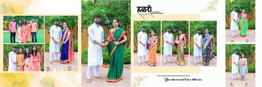 Traditional Marathi wedding album spread design 38, 12x36 PSD preview
