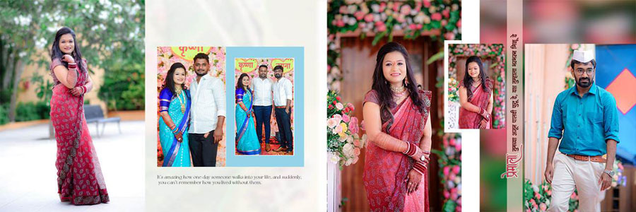 Traditional Marathi wedding album spread design 39, 12x36 PSD preview