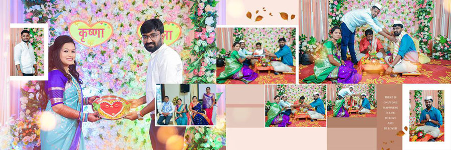 Traditional Marathi wedding album spread design 07, 12x36 PSD preview