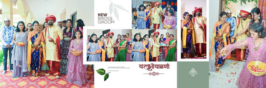 Traditional Marathi wedding album spread design 09, 12x36 PSD preview