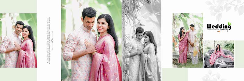 12x36 album design PSD for pre-wedding photography