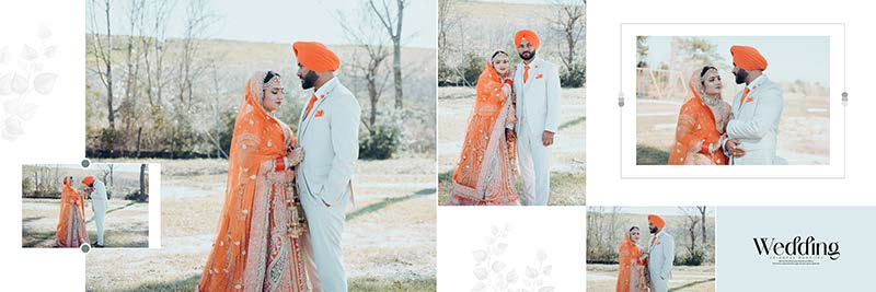Bride and groom 12x36 wedding album PSD design