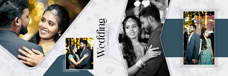 Bride and groom portrait album PSD 12x36 layout