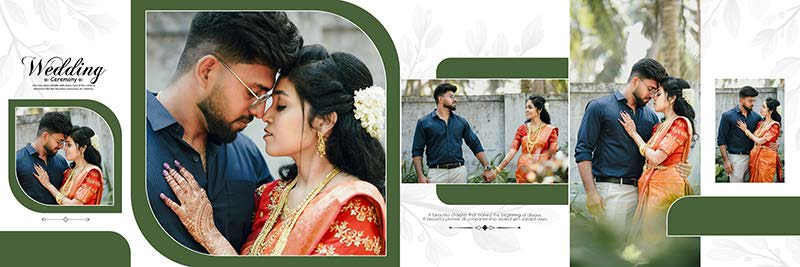 Editable wedding couple album design PSD 12x36