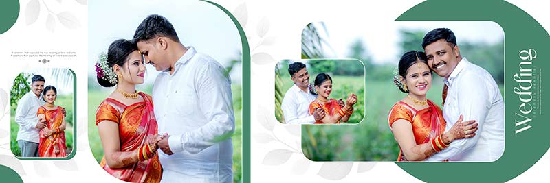 Romantic couple portrait wedding album PSD template