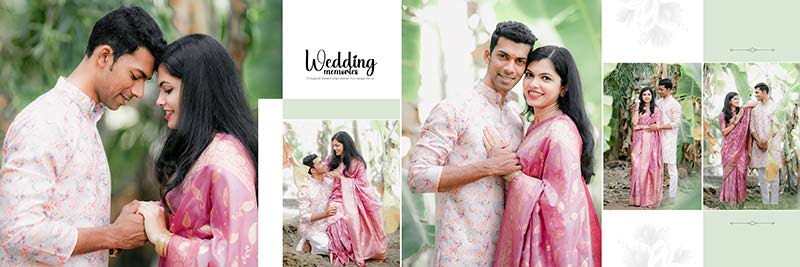 Wedding couple photo album design PSD in 12x36 format